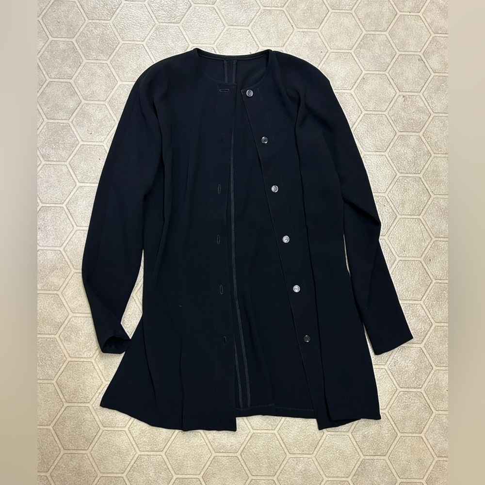 Y2K Vtg Exclusively Misook Black 100% Acrylic Button Front Tunic Cardigan Top